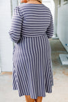 Gray Striped Plus Sized Dress