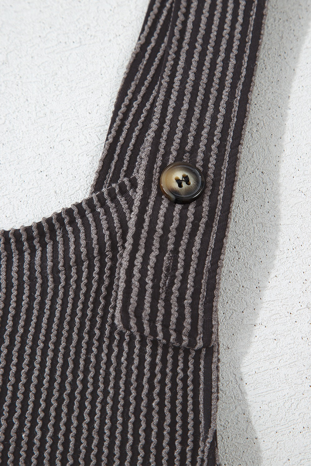 Carbon Gray Ribbed Knit Wide Leg Overalls