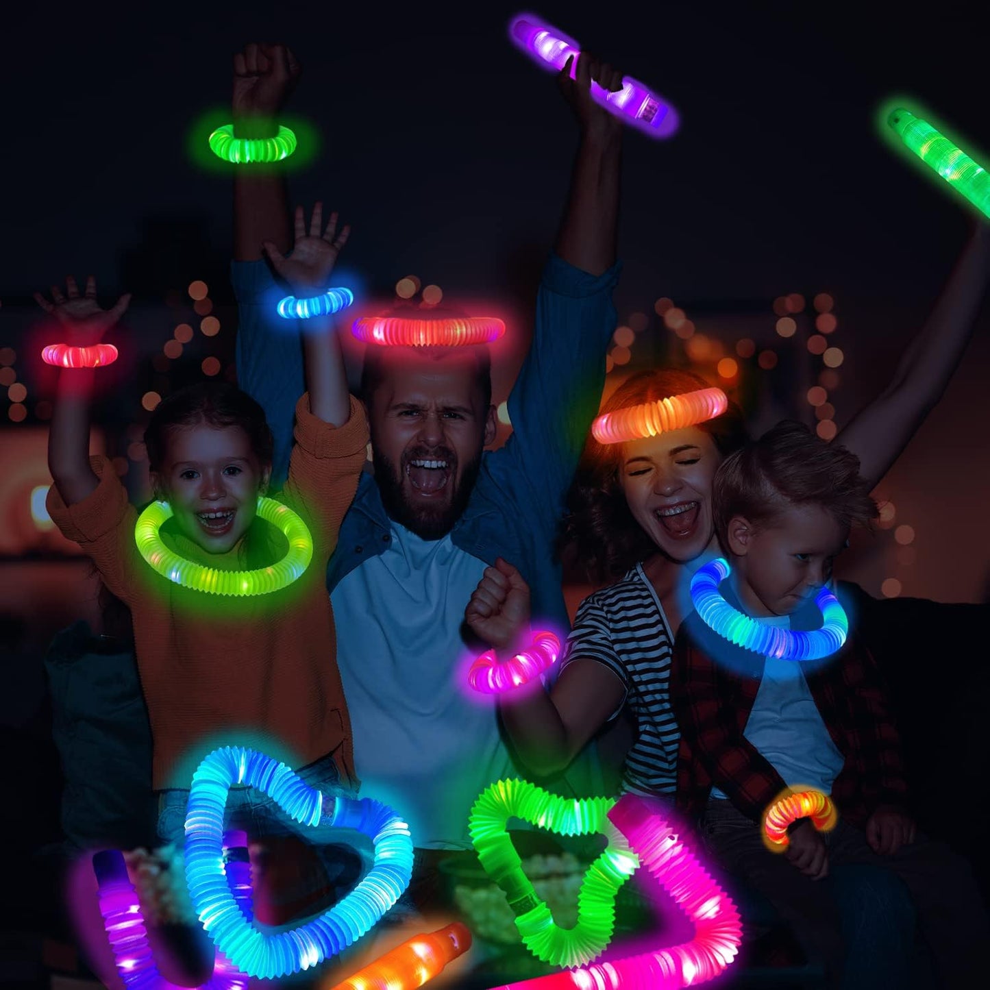 Asstd Glow Fidget Pop Tubes