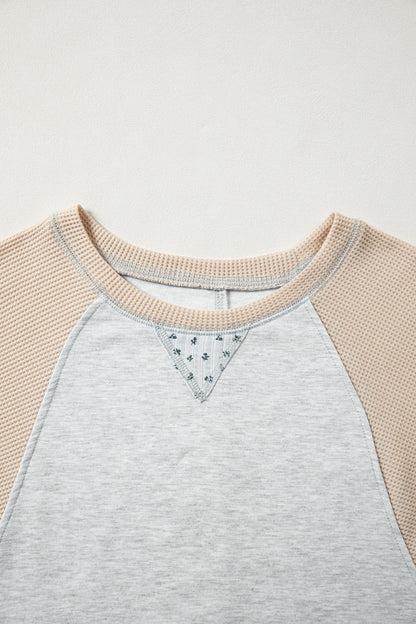 Light Gray Mixed Print Patchwork Pullover