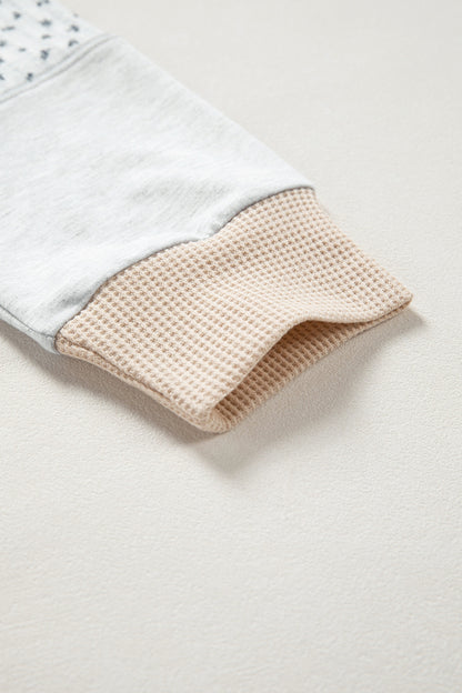 Light Gray Mixed Print Patchwork Pullover