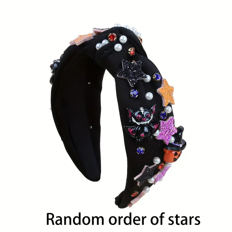 Vintage Halloween Headbands - Fabric Hairbands with Sequins, Rhinestones