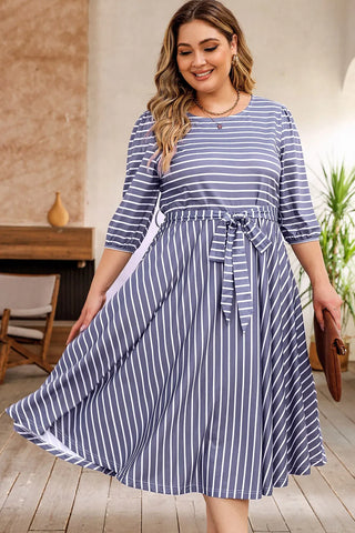 Gray Striped Plus Sized Dress