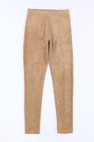 Khaki Faux Suede Leggings