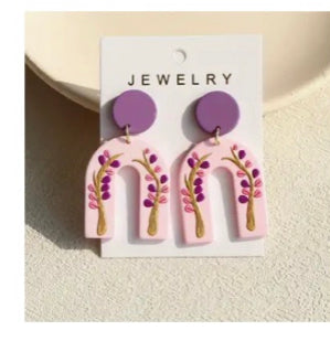 U Shape Flower Dangle Earrings