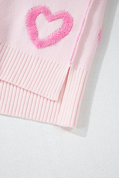 Pink Heart Bubble Sleeve Sweater