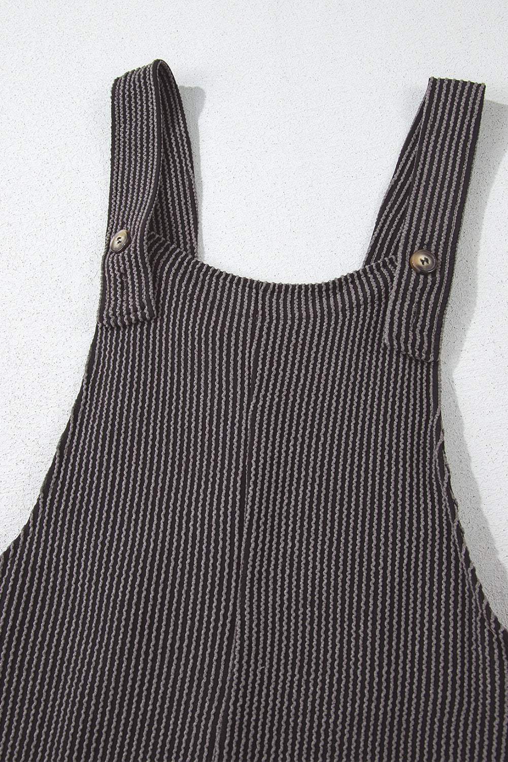 Carbon Gray Ribbed Knit Wide Leg Overalls