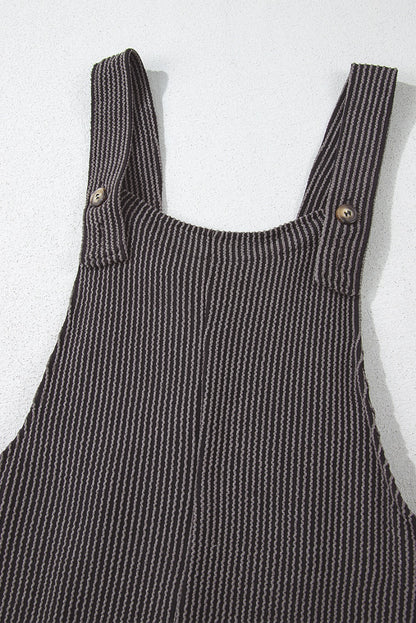 Carbon Gray Ribbed Knit Wide Leg Overalls