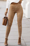 Khaki Faux Suede Leggings