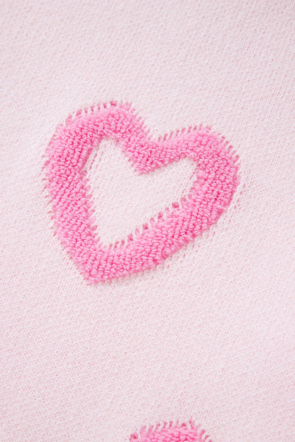 Pink Heart Bubble Sleeve Sweater