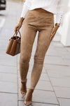 Khaki Faux Suede Leggings