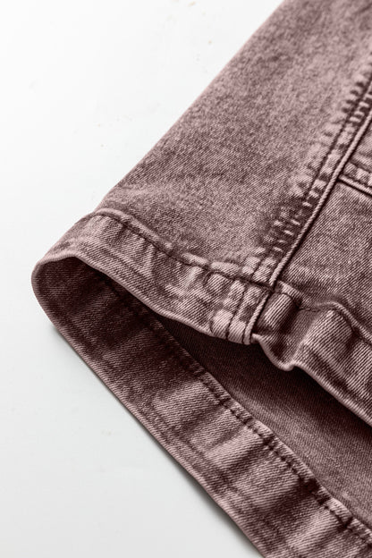 Vintage Washed Denim V Neck Mini Dress