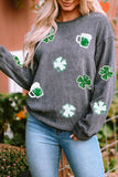 Gray Sequined Clover St Patty Sweatshirt