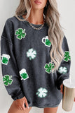Gray Sequined Clover St Patty Sweatshirt