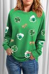 Green St Patrick Sequin Patch Sweatshirt