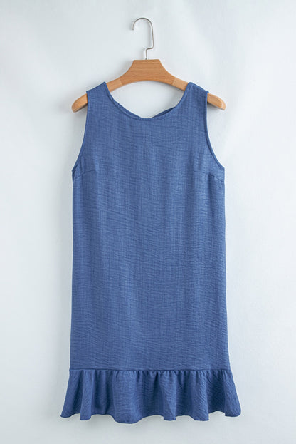 Blue Knot Scoop Back Sleeveless Mini Dress