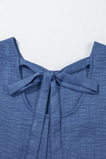 Blue Knot Scoop Back Sleeveless Mini Dress