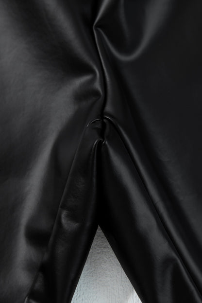 Black Faux Leather Seamed High Waist Leggings