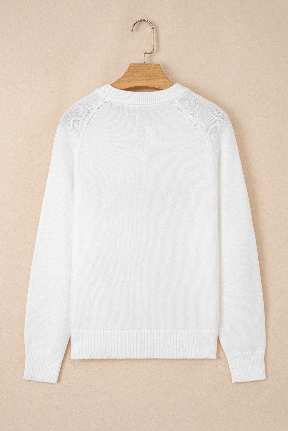 White MERRY Letter Raglan Sleeve Sweater