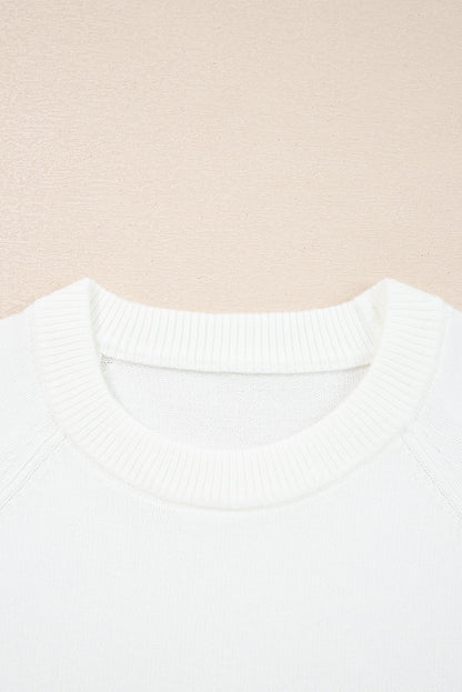 White MERRY Letter Raglan Sleeve Sweater