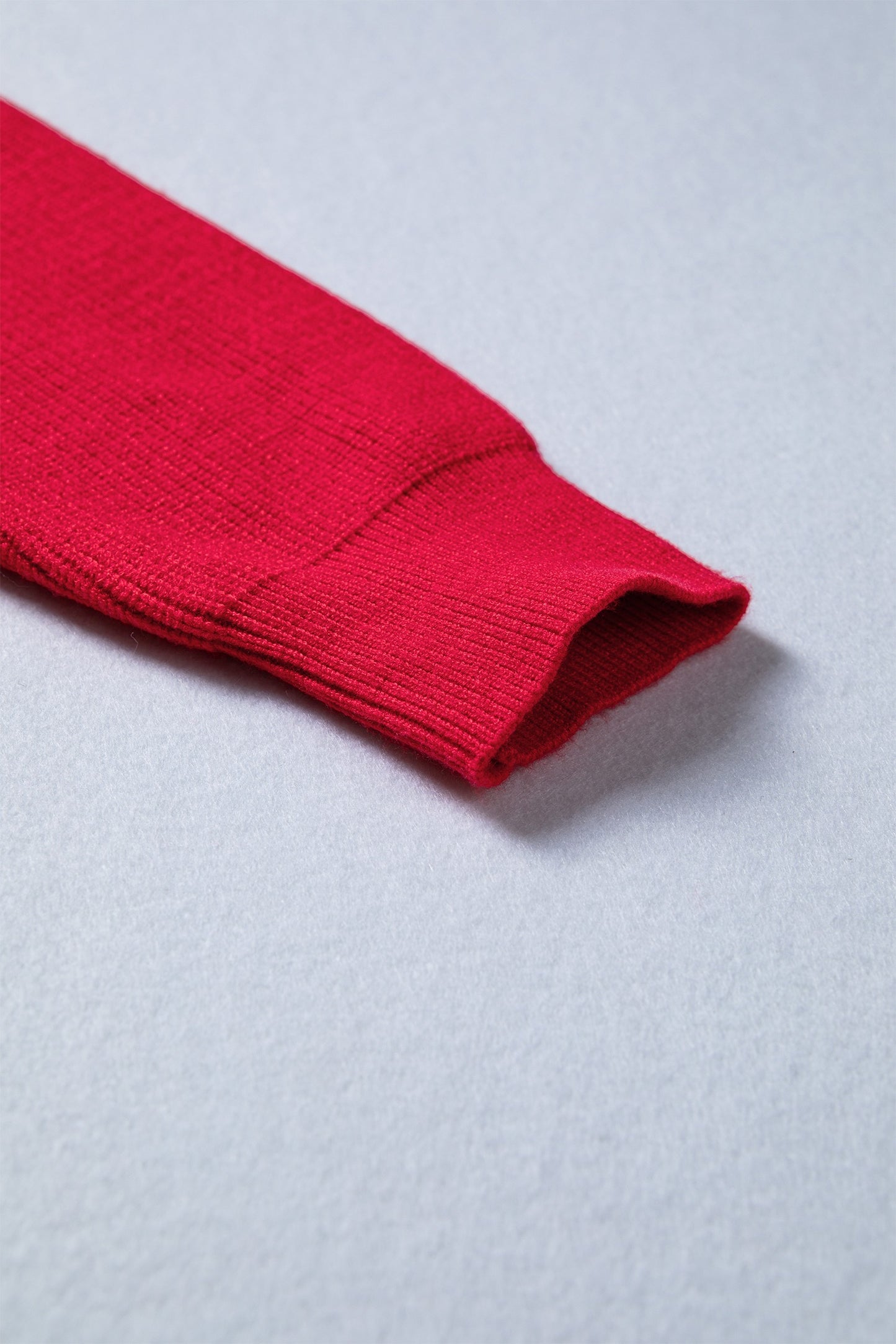 Red Bow Embroidered Ribbed Sweater