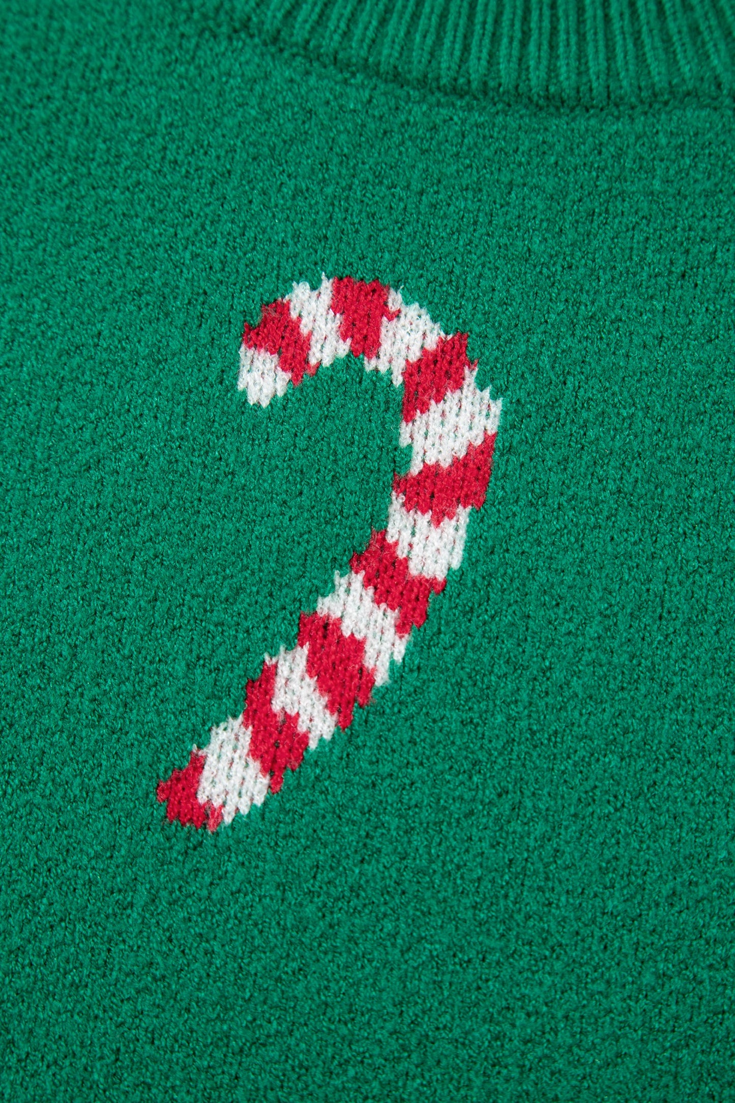 Green Christmas Candy Cane Drop Shoulder Sweater