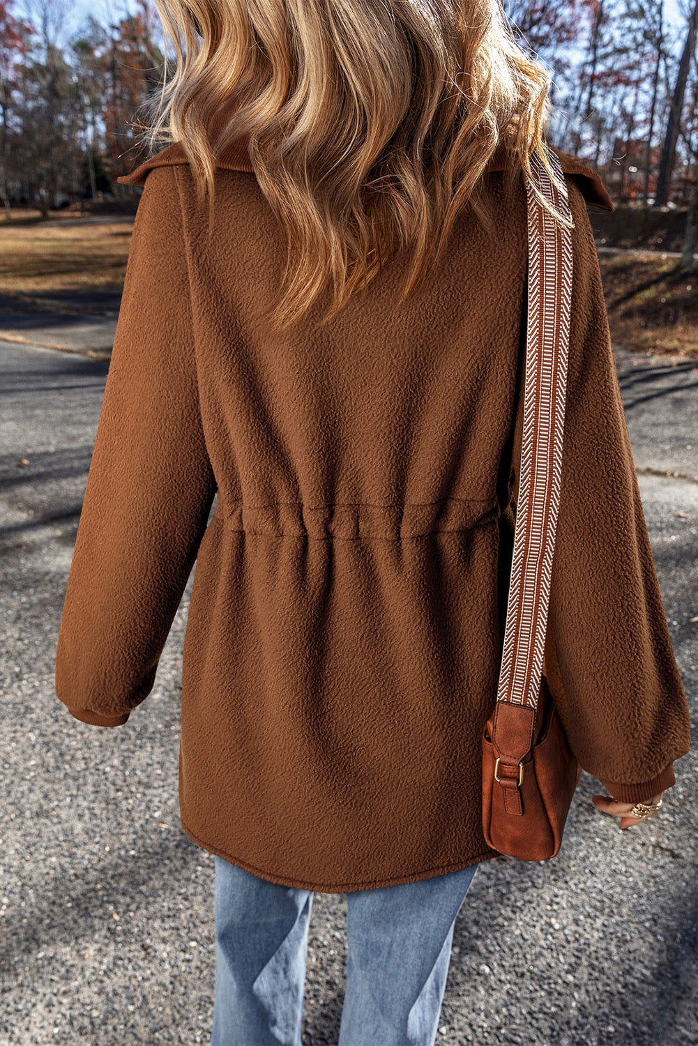 Brown Half Zip Fleece Pullover