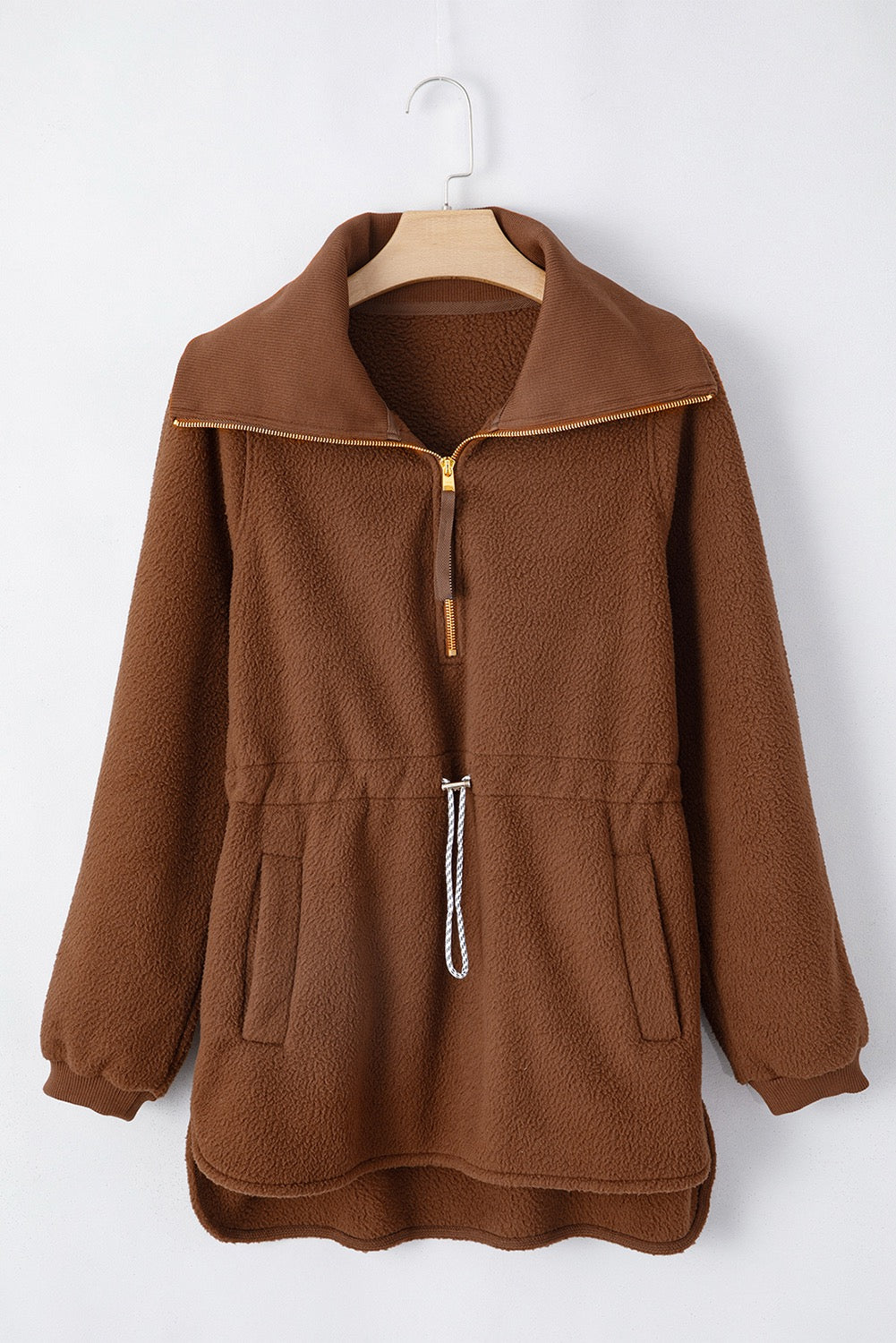 Brown Half Zip Fleece Pullover