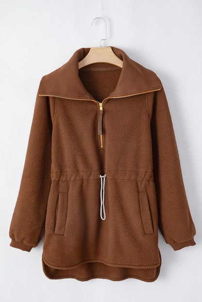 Brown Half Zip Fleece Pullover