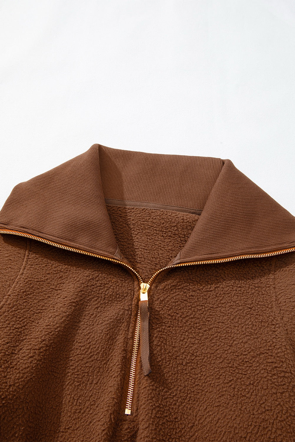 Brown Half Zip Fleece Pullover
