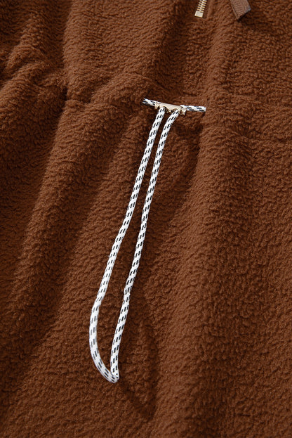 Brown Half Zip Fleece Pullover