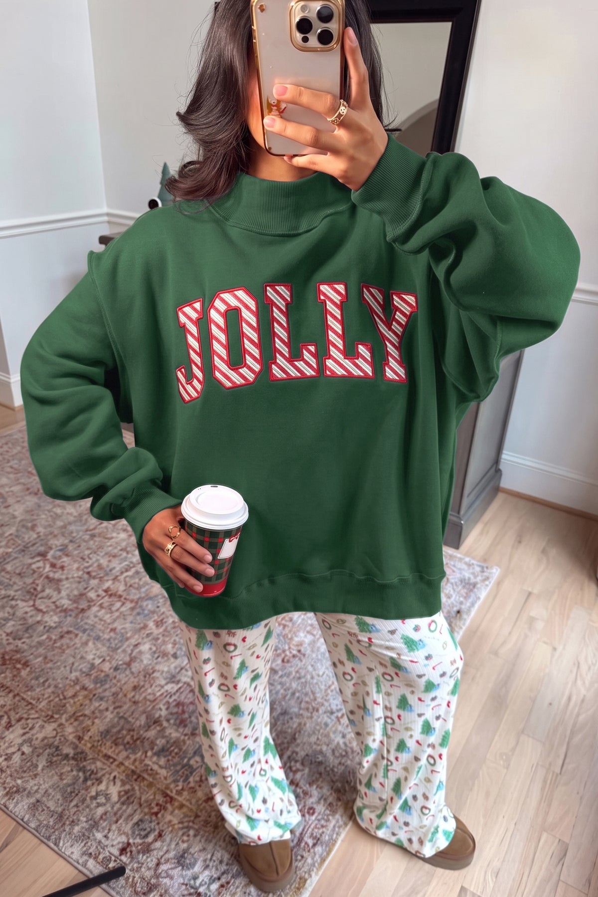 Green JOLLY High Neck Tunic Sweatshirt