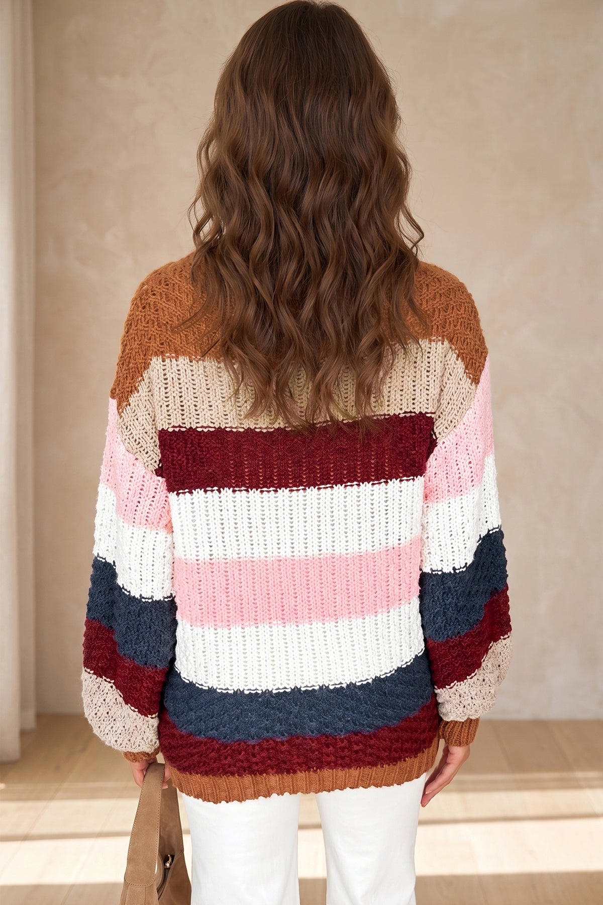 Multi-color Striped Drop Shoulder Sweater