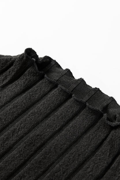 Black Ribbed Dress w/Flared Patchwork Skirt