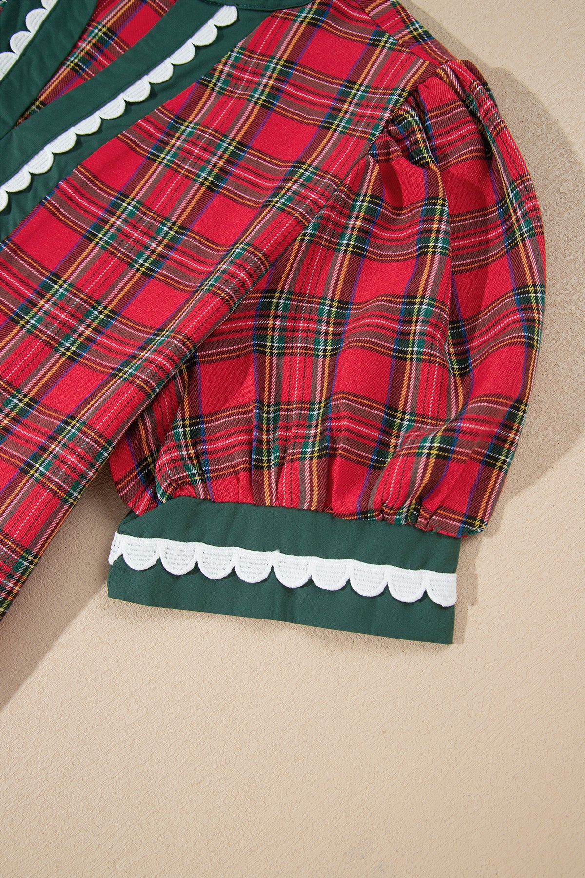 Red Plaid Mini Short Sleeve Dress