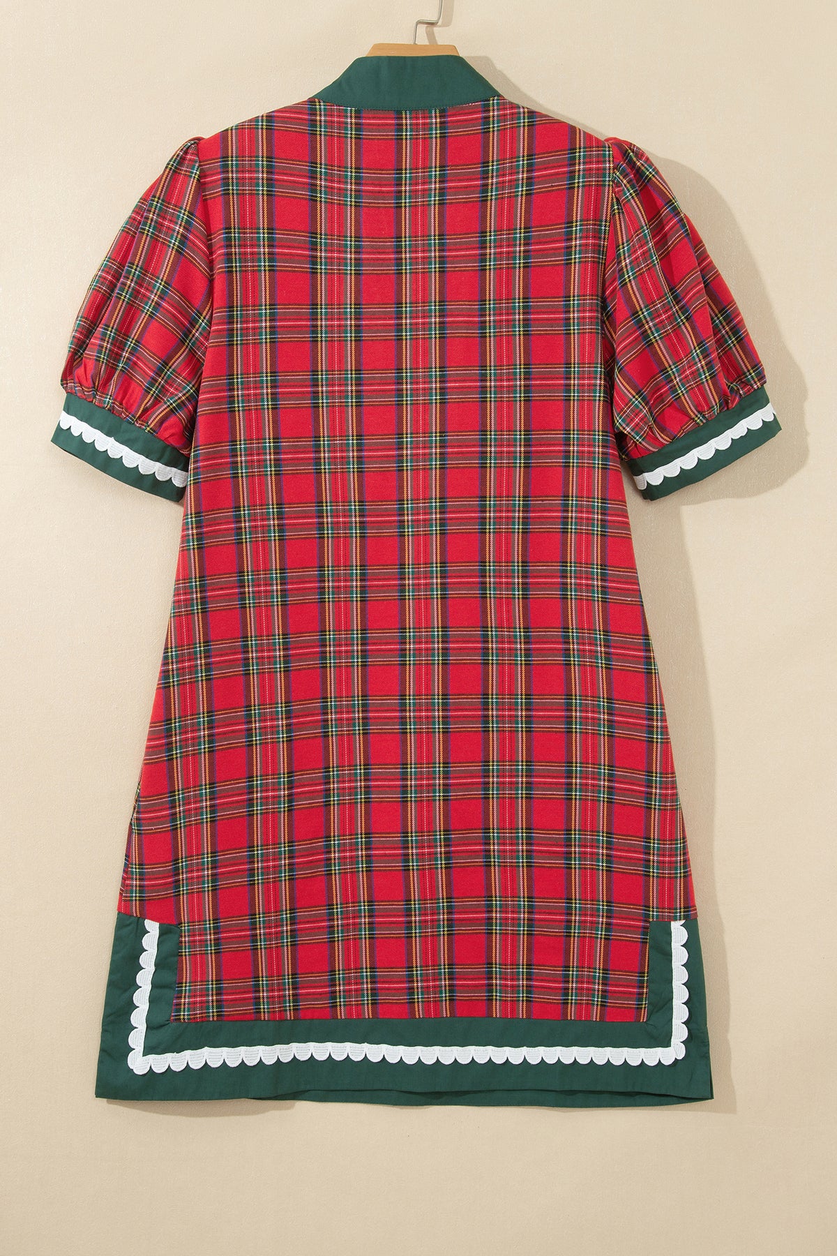 Red Plaid Mini Short Sleeve Dress