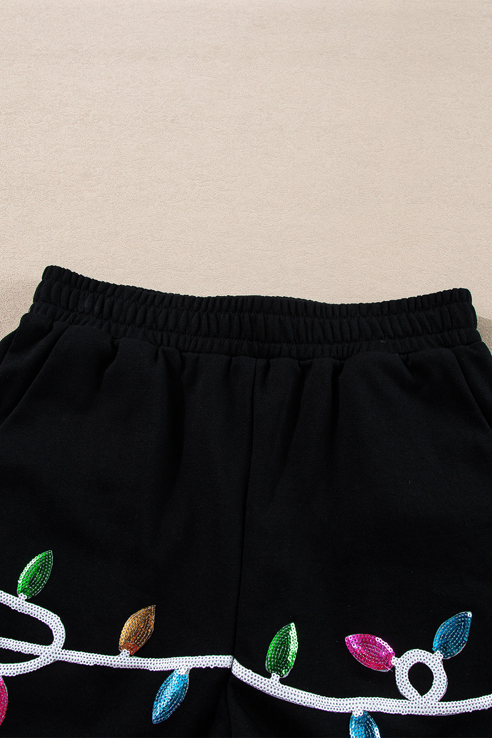 Black Sequin Merry Pullover & Shorts Set