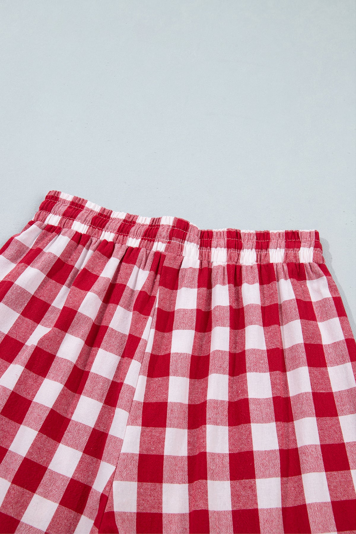 Red Gingham Plaid Tie Waist Pants