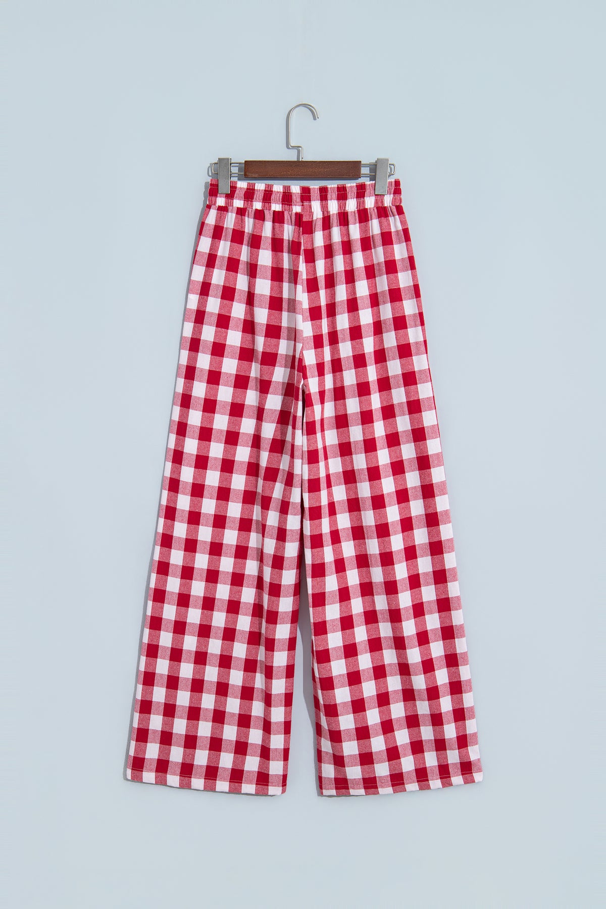 Red Gingham Plaid Tie Waist Pants