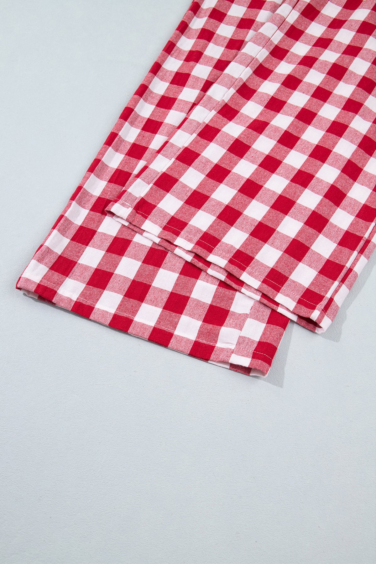 Red Gingham Plaid Tie Waist Pants