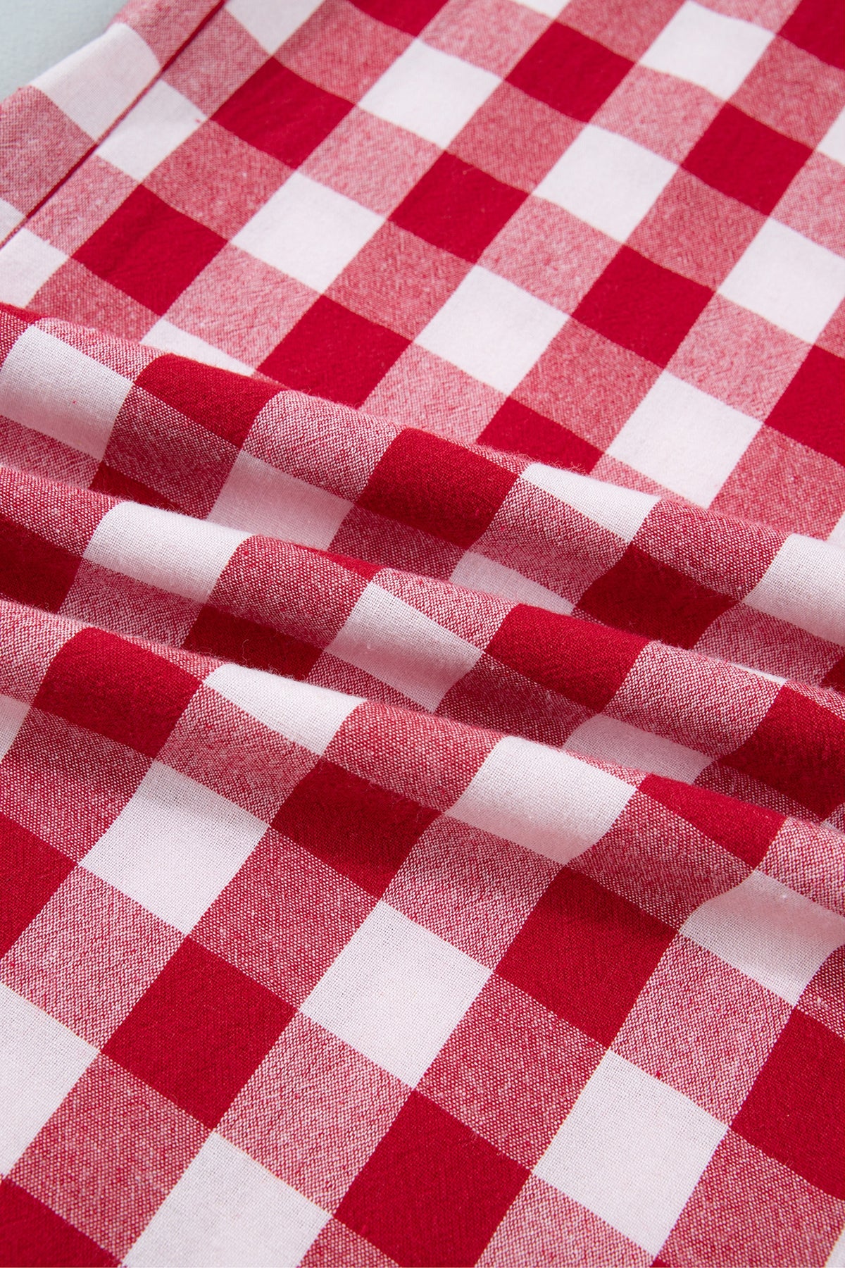 Red Gingham Plaid Tie Waist Pants