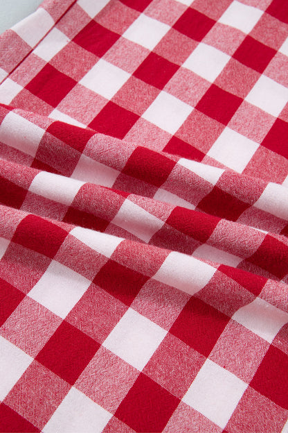 Red Gingham Plaid Tie Waist Pants