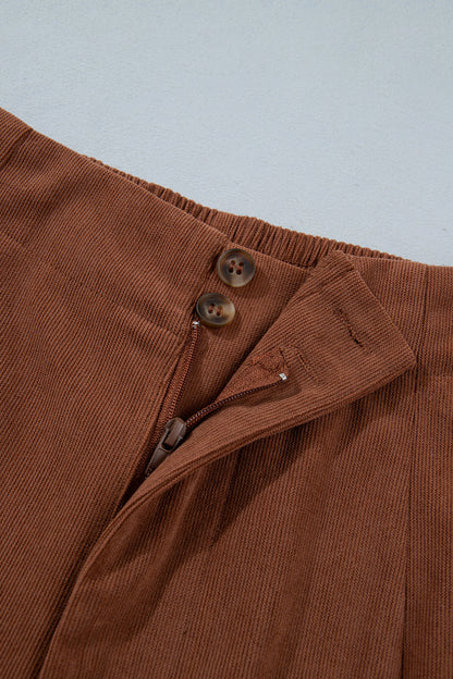 Coffee Straight Leg Corduroy Pants