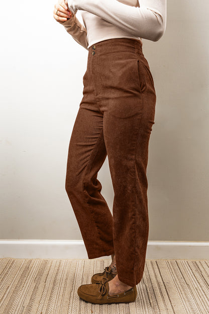 Coffee Straight Leg Corduroy Pants