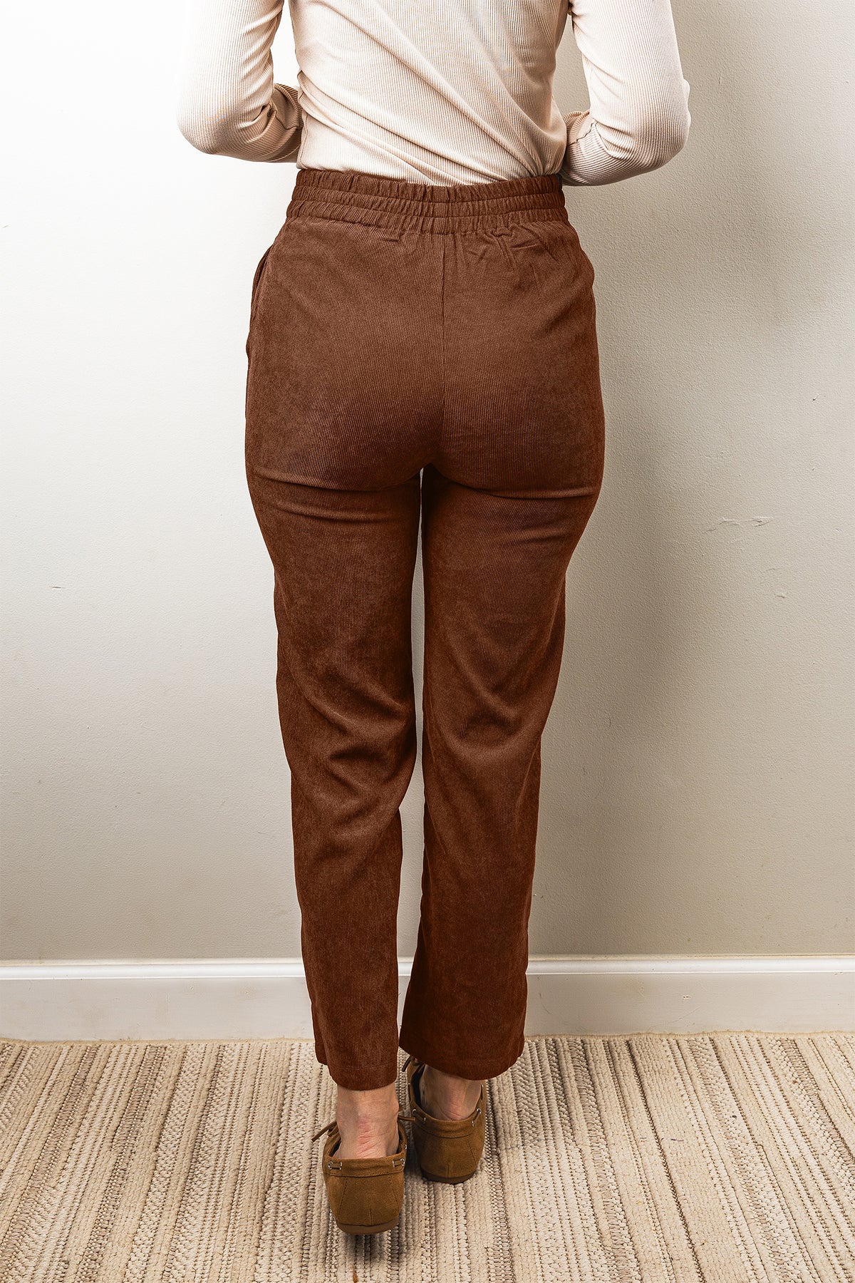 Coffee Straight Leg Corduroy Pants