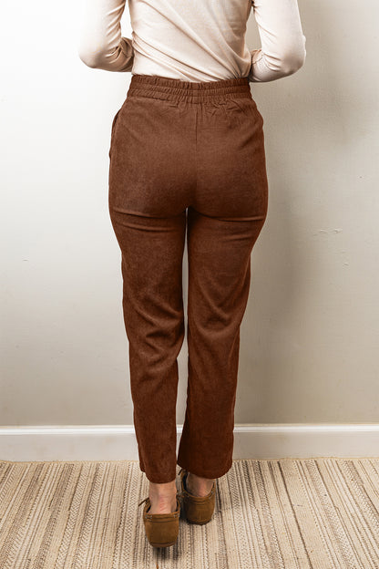 Coffee Straight Leg Corduroy Pants