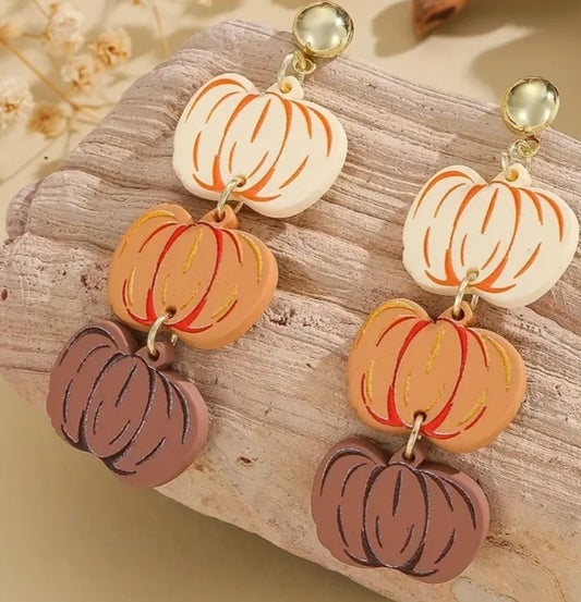 Trio of Pumpkins Dangle Earrings