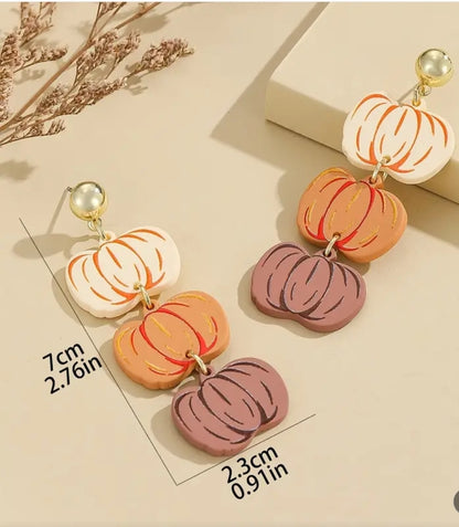 Trio of Pumpkins Dangle Earrings