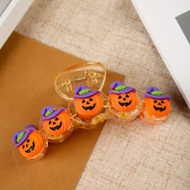 Asstd Large Halloween Pumpkin Claw Clip