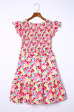 Multicolor ruffle trim floral dress